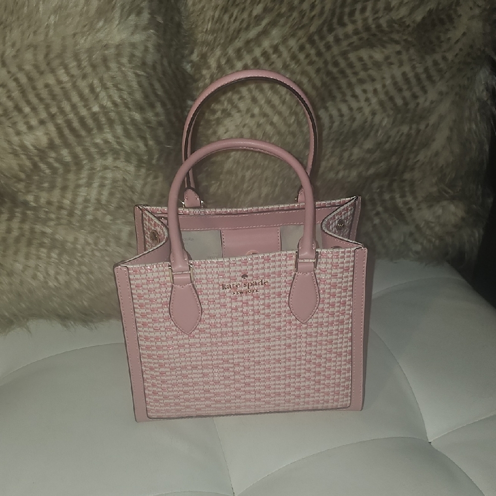 NWOT Kate Spade Pink Houndstooth Satchel